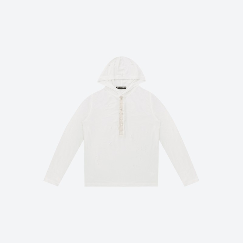 Sheer Hooded Henley Top